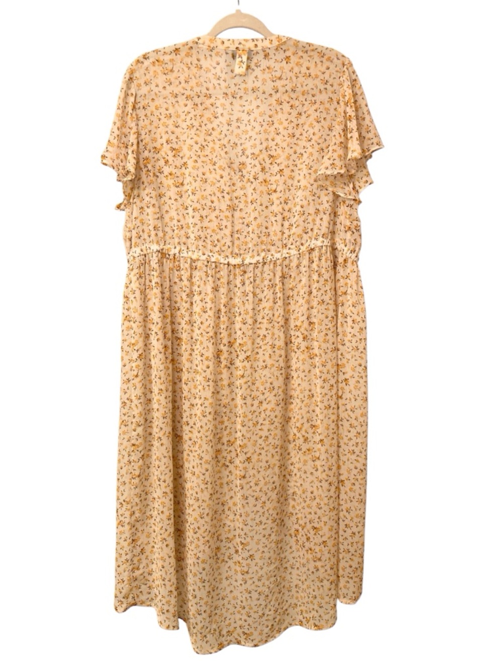 Torrid Floral High-Low Sheer Midi Dress in Soft Cream Yellow Floral Print Size 1 - Picture 3 of 15